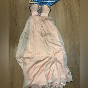 Sherri Hill Pink Gown with Silver Embellishments